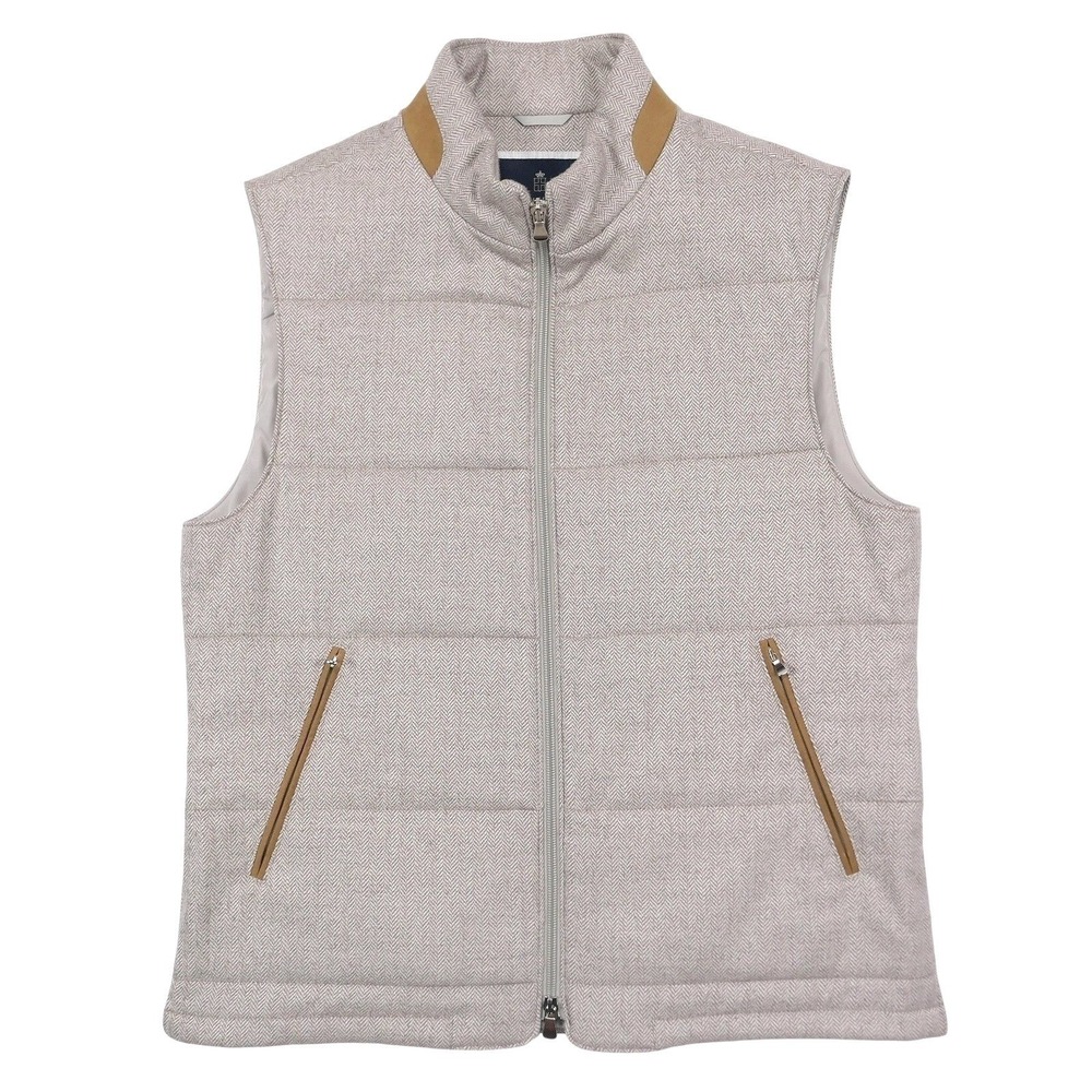 Emanuel Berg "Chicago" Mens 42 Carlo Barbera Wool Linen Herringbone Puffer Vest